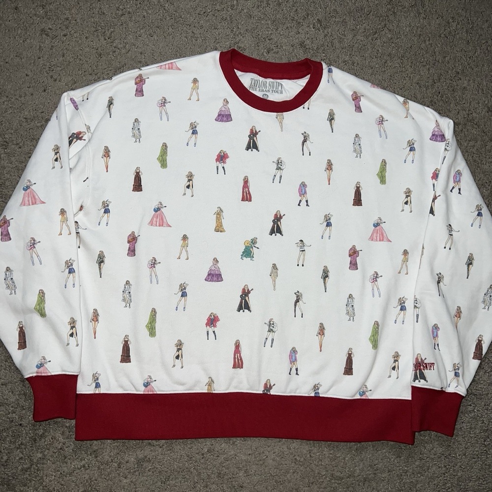 Taylor Swift The Eras Tour All Over Print Crewneck Sweatshirt Women M Official